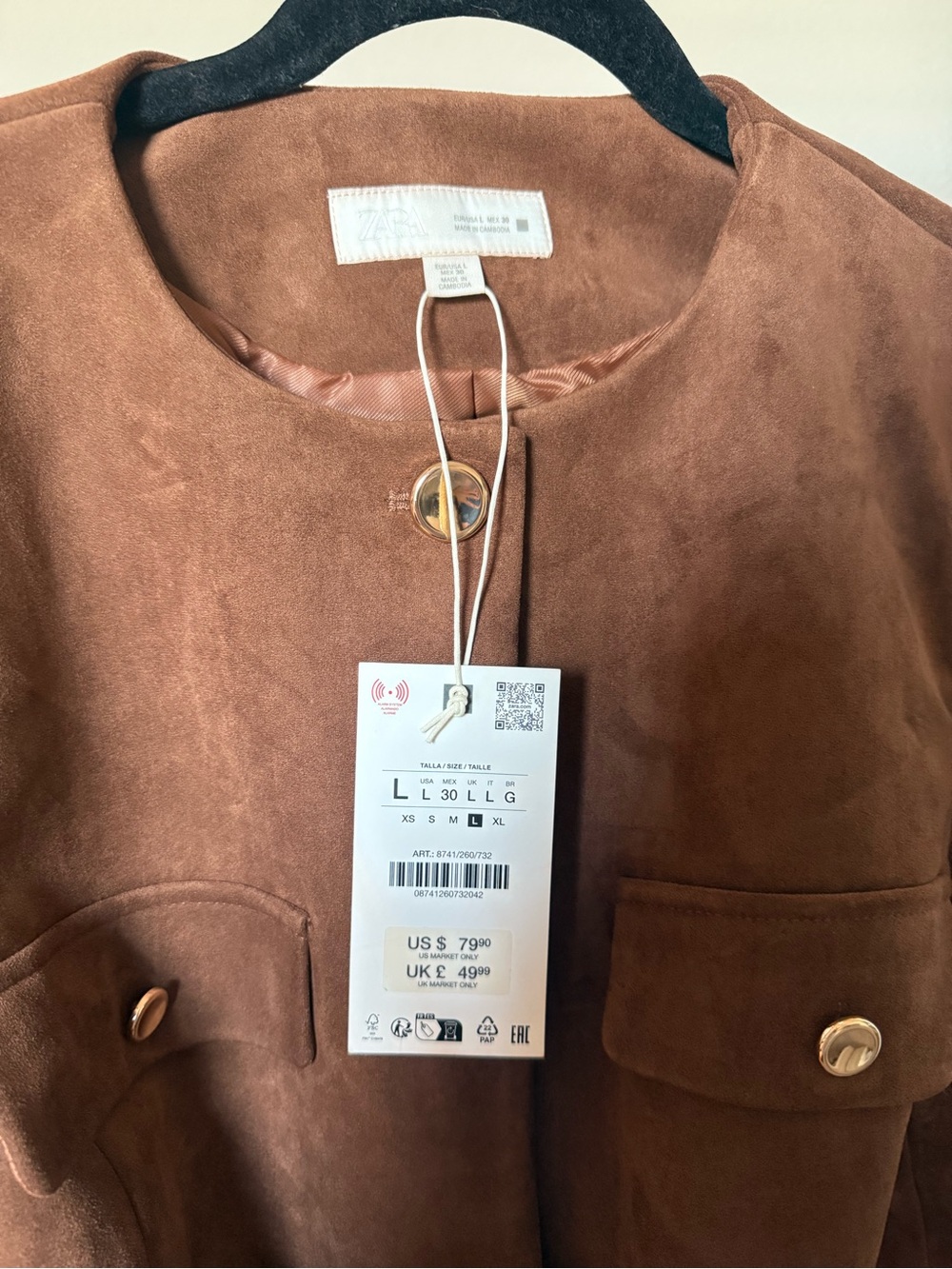 Zara Brown Suede Belted Blazer - Picture 3 of 8